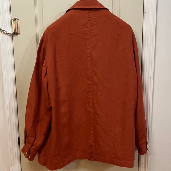 Paul Fredrick Men's XL 100% Linen L/S Shirt/Jacket. Made in Portugal. Orange - Picture 3 of 7